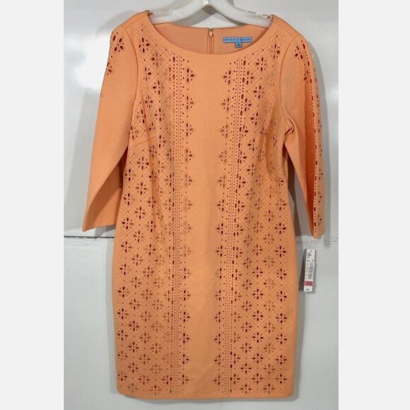 Antonio Melani Susannah Eyelet Sheath Tunic Midi Dress Pink Peach Dillards Sz 10 - Picture 5 of 12